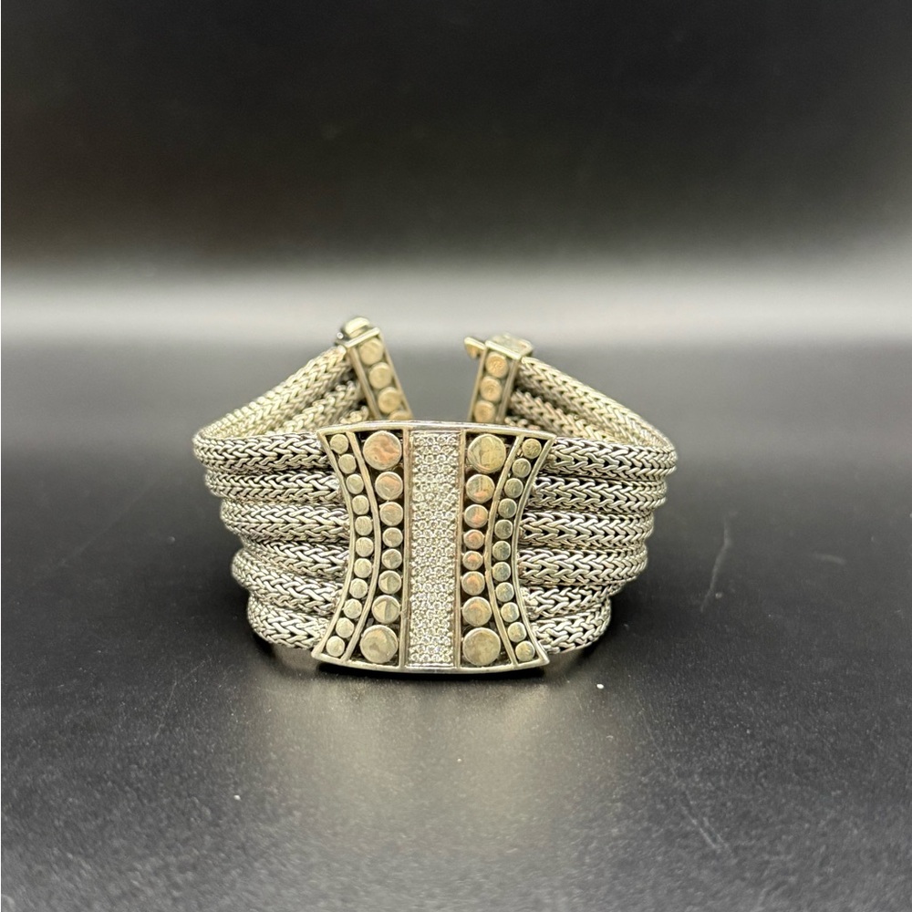 Elegant John Hardy 6 Strand 18kt and .925 Diamond Bracelet 100+ Grams